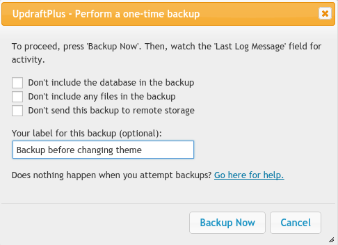 Setting a label for your backup