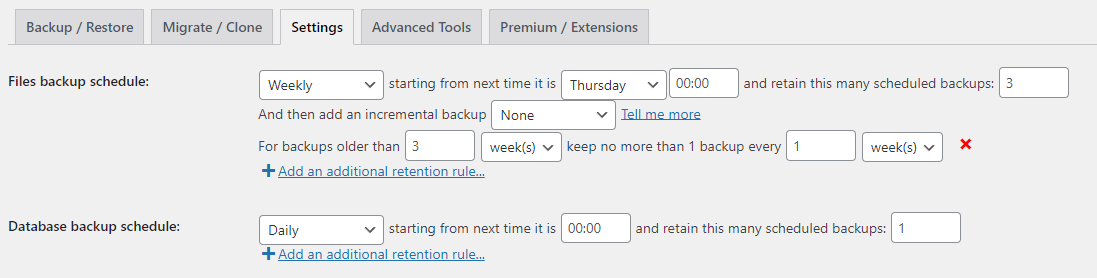 example schedule