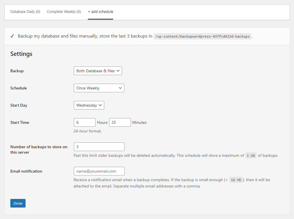 database-settings